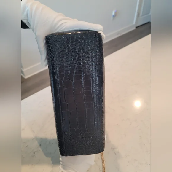 Kate Spade Felix Riverside Street Croc-Embossed Leather Handbag Navy Blue - Picture 14 of 16